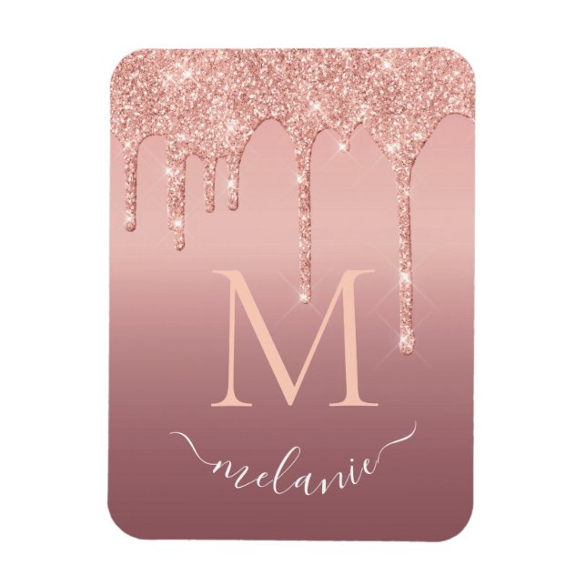 Rose Gold Glitter Magnet with Custom Letter Name (Vertical)