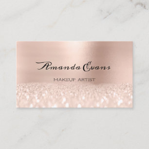 Rose Gold Glitter Makeup Artist Cosmetologist Appointment Card