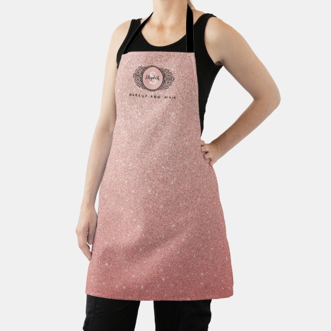 Rose Gold Glitter Makeup Artist Hair Salon Apron (Insitu)