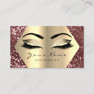 Rose Gold Glitter Makeup Artist Lashes Brown Lux Business Card