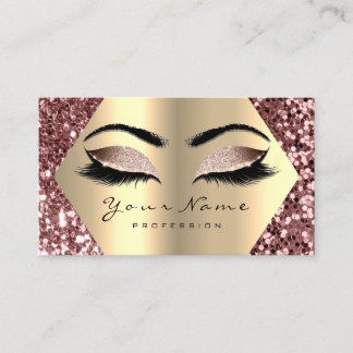 Rose Gold Glitter Makeup Artist Lashes Browns Business Card