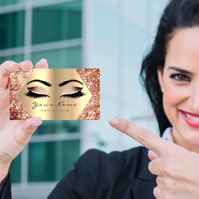 Rose Gold Glitter Makeup Artist Lashes Champaigne Business Card (Rose Gold Glitter Makeup Artist Lashes Champaigne Business Card)