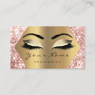 Rose Gold Glitter Makeup Artist Lashes Custom Logo Business Card