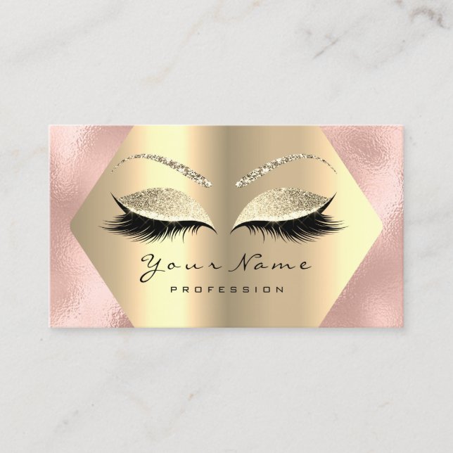 Rose Gold Glitter Makeup Artist Lashes Professiona Business Card (Front)