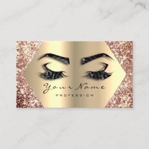 Rose Gold Glitter Makeup Lashes Microblading Business Card