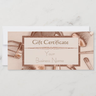 Rose gold glitter makeup salon gift certificate