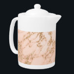 Rose gold glitter marble abstract<br><div class="desc">Rose gold glitter marble abstract teapot.</div>