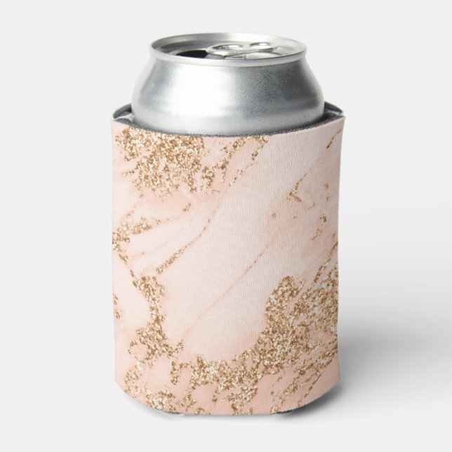 Rose gold glitter marble abstract can cooler (Can Front)