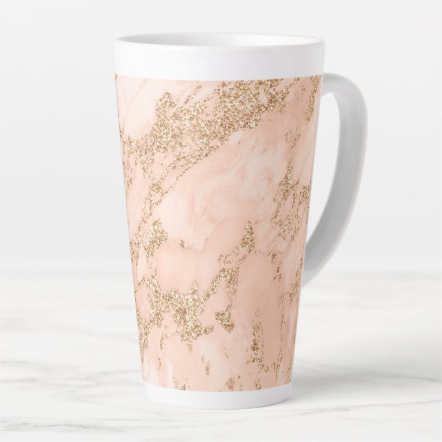 Rose gold glitter marble abstract latte mug (Right Angle)