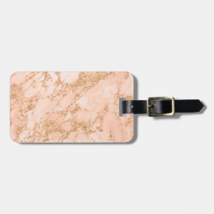 Rose gold glitter marble abstract luggage tag