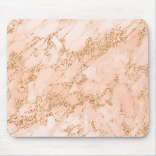 Rose gold glitter marble abstract mouse mat
