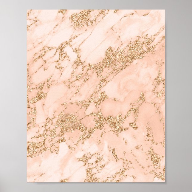 Rose gold glitter marble abstract poster (Front)