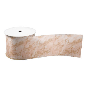 Rose gold glitter marble abstract satin ribbon