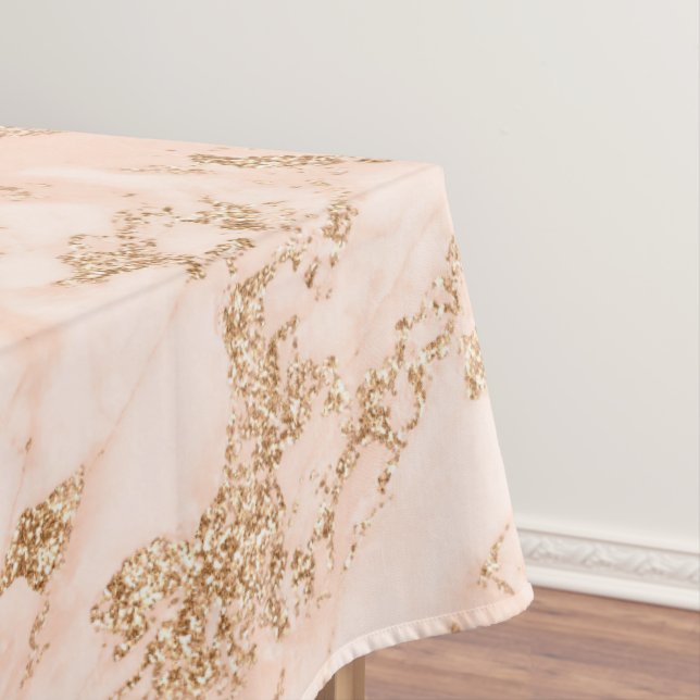 Rose gold glitter marble abstract tablecloth (In Situ)