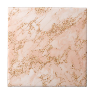 Rose gold glitter marble abstract tile