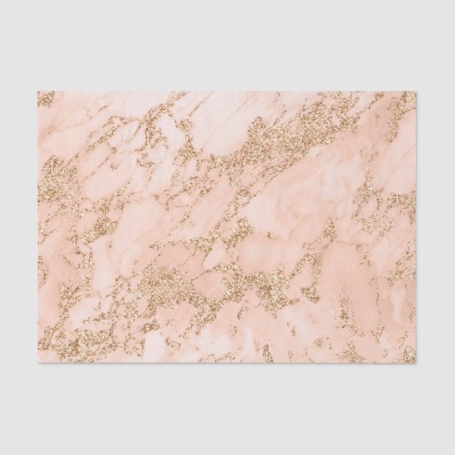 Rose gold glitter marble abstract tissue paper (Front)