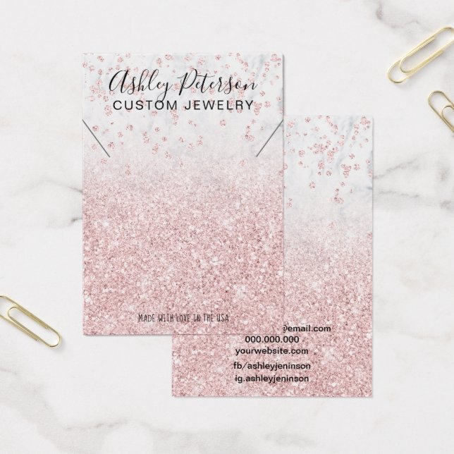 rose gold glitter marble chic necklace display (Office)
