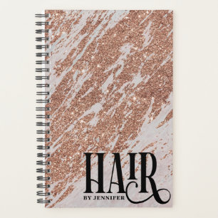 Rose Gold Glitter & Marble Hair Appointment Book Planner