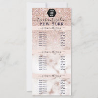 Rose Gold Glitter Marble Logo Salon Price List
