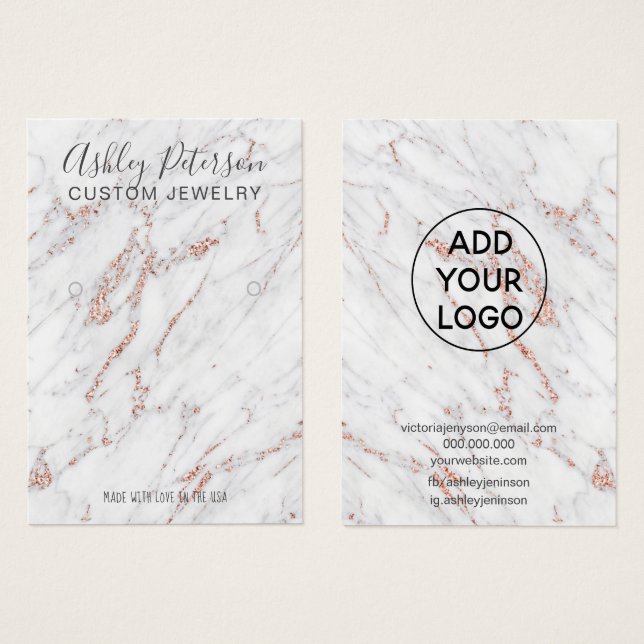 Rose gold glitter marble luxury earring display (Front & Back)