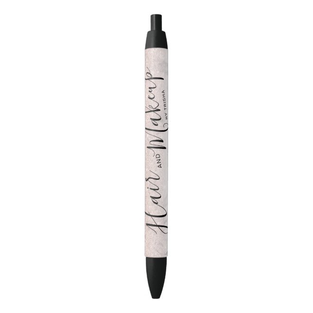 Rose gold glitter marble ombre makeup name black ink pen (Front Vertical)