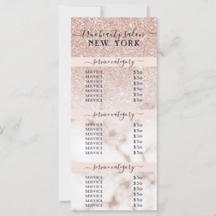 Rose Gold Glitter Marble Ombre Salon Price List