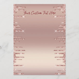 Rose Gold Glitter Menu Example Personalised Text