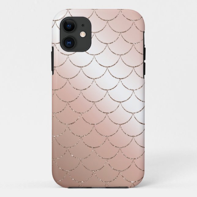 Rose gold glitter mermaid scales case (Back)