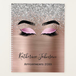 Rose Gold Glitter Metallic Beauty Salon Lashes  Planner