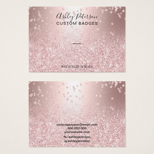 rose gold glitter metallic chic bages display (Front & Back)