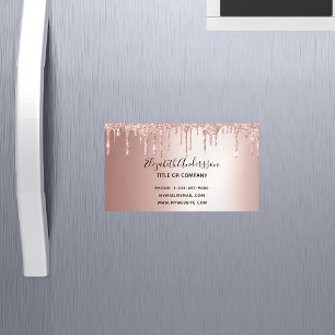 Rose gold glitter metallic elegant business Magnetic business card