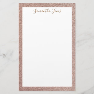Rose Gold Glitter Metallic   Personalized Stationery