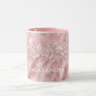 Rose Gold Glitter Metallic Pink Custom Name Chic Mug