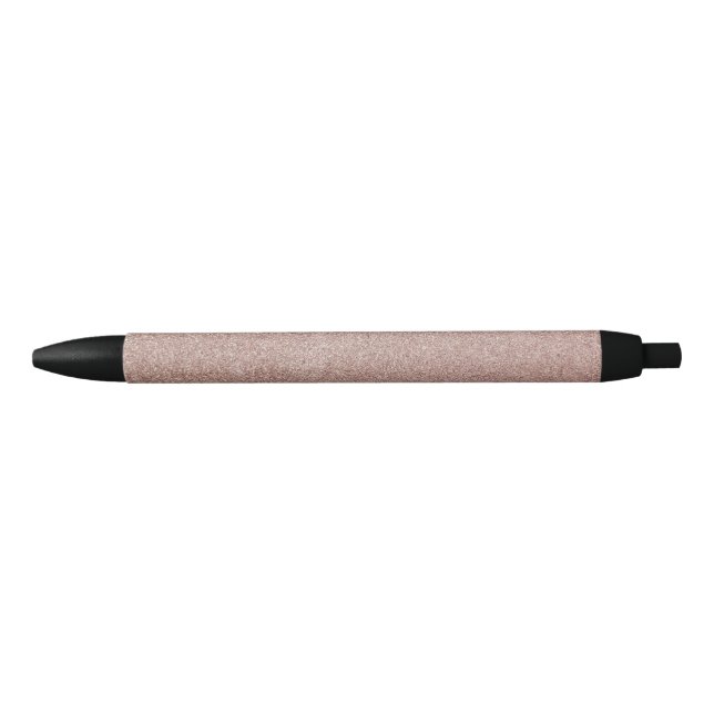 Rose Gold Glitter Metallic Pretty Girly Sparkly Black Ink Pen (Front)