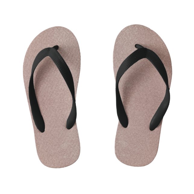 Rose Gold Glitter Metallic Pretty Girly Sparkly Kid's Flip Flops (Footbed)