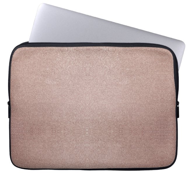 Rose Gold Glitter Metallic Pretty Girly Sparkly Laptop Sleeve (Front)
