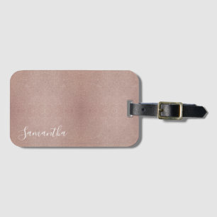 Rose Gold Glitter Metallic Pretty Girly Sparkly Luggage Tag
