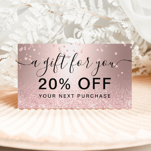 rose gold glitter metallic sparkle confetti gift discount card