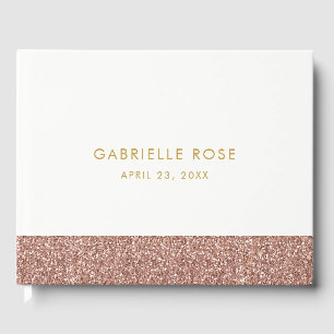 Rose Gold Glitter Modern Birthday Mitzvah Shower Guest Book