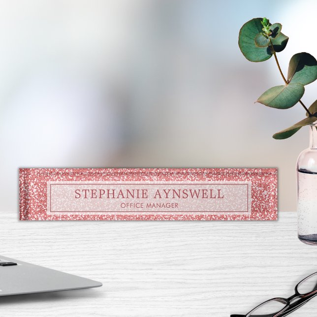 Rose Gold Glitter Modern Chic Nameplate (Creator Uploaded)
