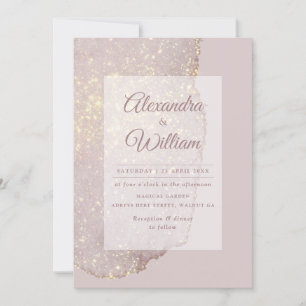Rose Gold Glitter Modern Gold Dusty Rose Wedding Invitation