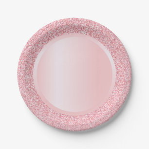 Rose Gold Glitter Modern Pink Template Trendy Paper Plate