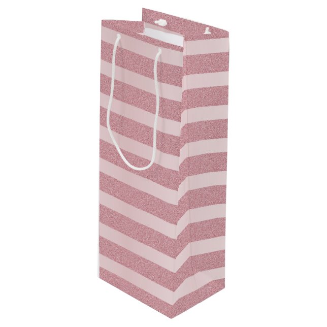 Rose Gold Glitter Modern Template Glamourous Wine Gift Bag (Front Angled)