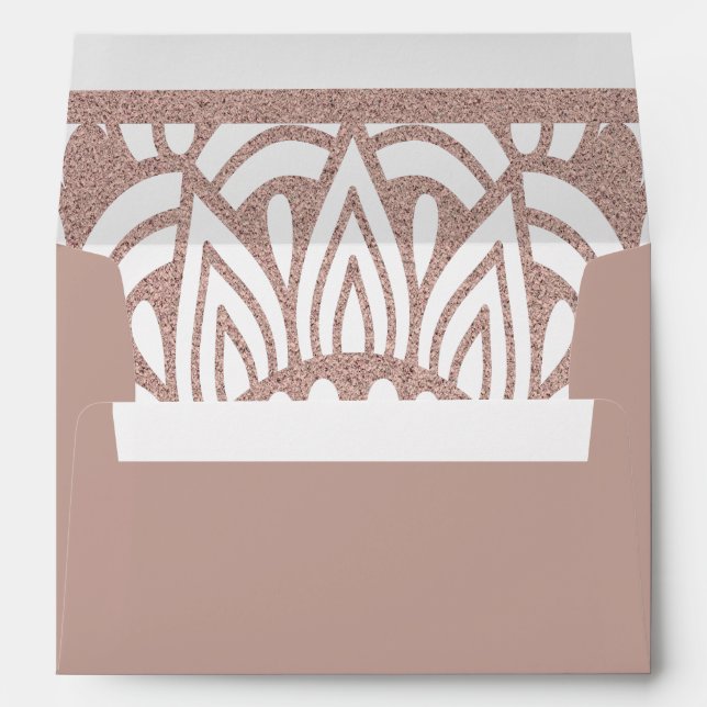 Rose Gold Glitter Modern Wedding Envelope (Back (Bottom))