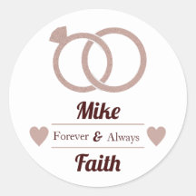 Rose Gold Glitter Modern Wedding Round Sticker