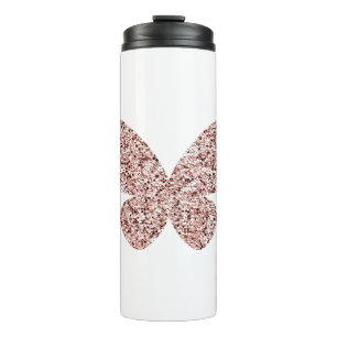 Rose Gold Glitter Monarch Clipart Cute Butterfly Thermal Tumbler
