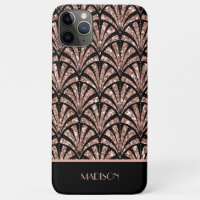 Rose Gold Glitter Monogram Art Deco Pattern