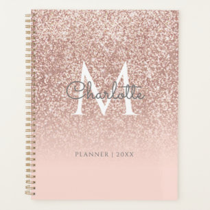 Rose Gold Glitter Monogram Blush Pink 2023 Planner