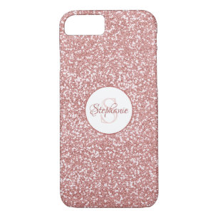 Rose Gold Glitter Monogram iPhone 8/7 Case
