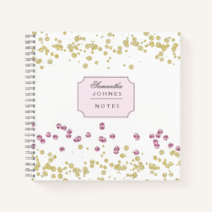 Rose Gold Glitter Monogram Spiral Notebook
